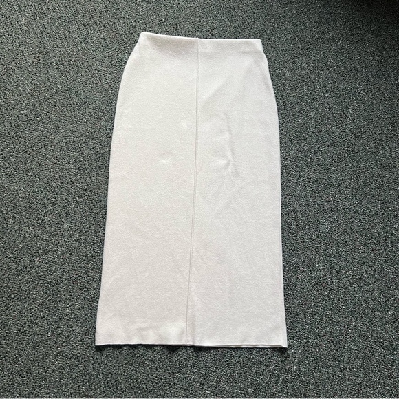 ZARA White Basic Felt Sweater Midi Maxi Knee-Length Pencil Bodycon Modest Skirt - Picture 7 of 16